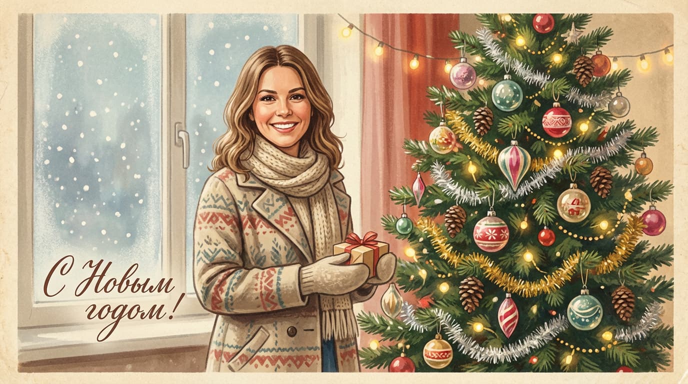 Как сделать новогоднюю открытку в стиле СССР с помощью нейросети: 30 готовых промптов