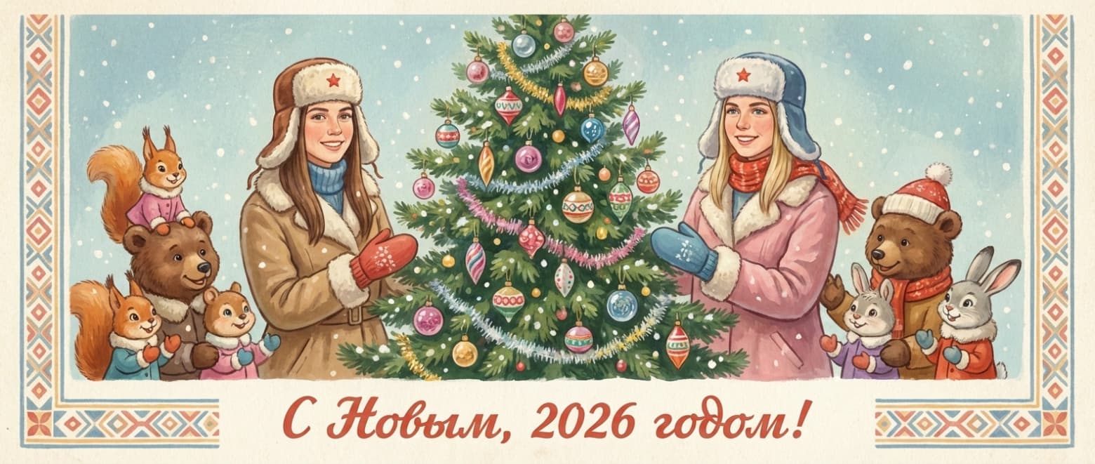 Как сделать новогоднюю открытку в стиле СССР с помощью нейросети: 30 готовых промптов