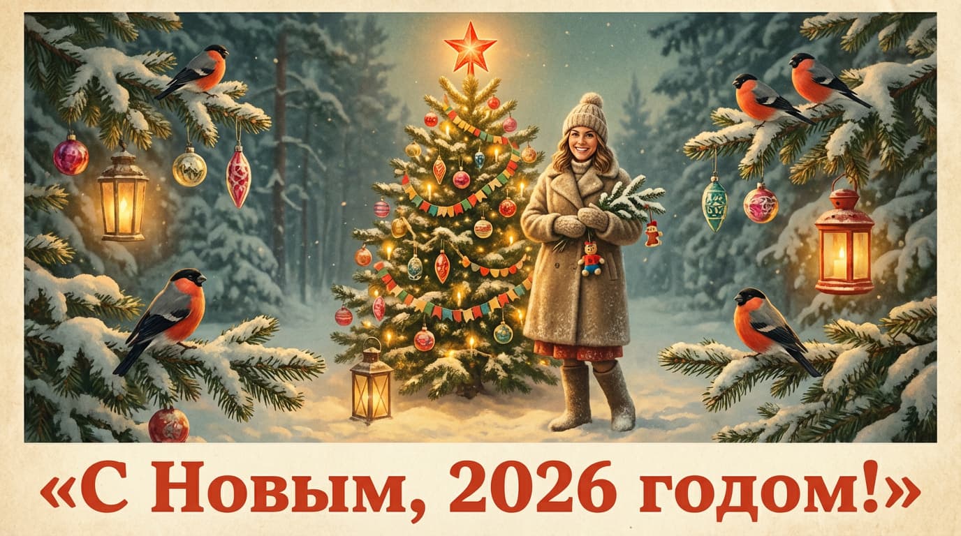 Как сделать новогоднюю открытку в стиле СССР с помощью нейросети: 30 готовых промптов